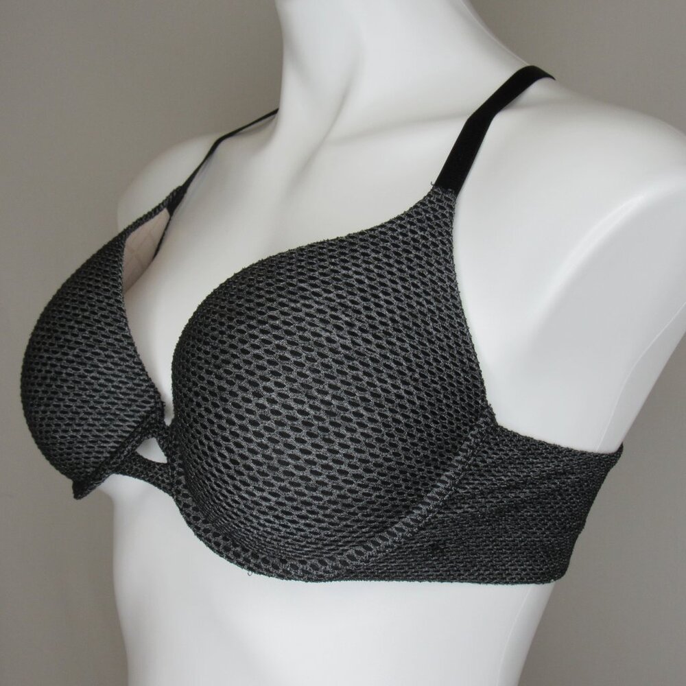 Victoria's Secret Black Silver Fishnet Perfect Shape Bra 36C - Picture 2 of 10